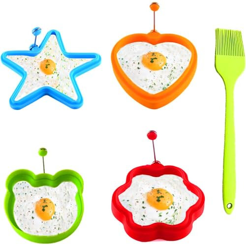 4er Set Spiegeleiform, Pancake Form Spiegeleierformen mit verbrühungssicherer Silikonhülle, Ideal für Spiegeleier, Sandwiches und Pfannkuchen, Praktisches Küchenwerkzeug