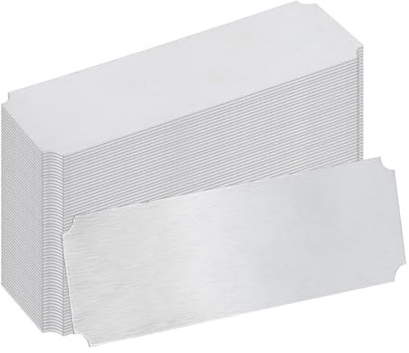 BENECREAT 60 etiquetas de aluminio en blanco, 7,5 x 2,5 cm, placa de metal, placa de metal, rectangular, plata, aluminio, hoja en blanco para collar, pulsera, marcas de perro