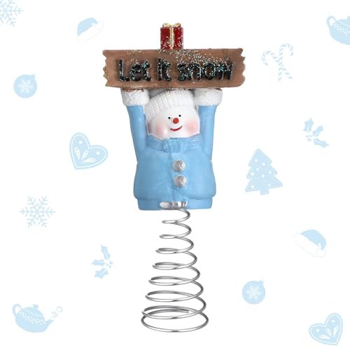 Namalu Schneemann Mini Weihnachtsbaumspitze 10,2 cm Let It Snow Winter Harz Schneemann Ornamente Weihnachtsbaum Dekorationen Kleine Baumschmuck für Winter Hochzeit Brautdusche Party Dekorationen