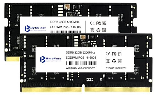 DDR5 RAM 64GB(2x32GB) 5200MHz PC5-41600 CL42 1.1V SODIMM 262-Pin Laptop/Notebook RAM Memory Modules