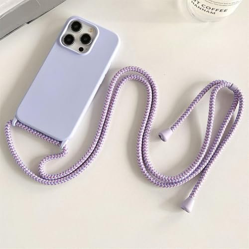 Hadwii Handykette Hülle für iPhone 13 mini Necklace Silikon Handyhülle mit Kordel zum Umhängen Handy Schutzhülle mit Band TPU Bumper Case Stoßfest Cover für iPhone 13 mini, Flieder