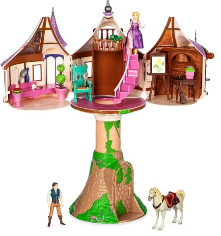 Disney Store Official - Rapunzel - Neu verföhnt - Puppenhaus - 44,5 cm/17,5 - Mit Prinzessin Rapunzel und Flynn Rider Puppe, Pascal, Maximus, Turm, Spielzeugmöbeln und Zubehör - Ab 3 Jahren