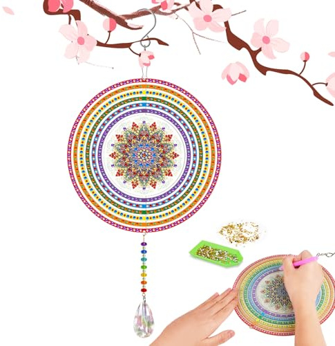 Ainiv Geschenk Mädchen 5-6-8-11 Jahre, DIY Diamond Painting Mosaic Windspiele, Diamond Painting Traumfänger Bastelset Kinder ab 6 Jahre Spielzeug Geschenke für 9 10 12 Jährige Mädchen Geschenkideen