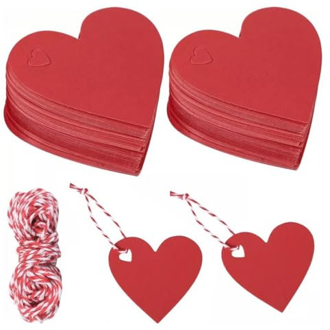 NOPKESV 100 Stück DIY Glücksbringer Geschenkanhänger (Klein) (Rot,Rosa)