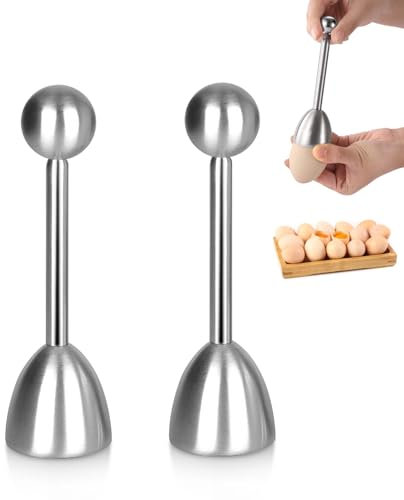 2 PCS Eierschalenöffner, Eierköpfer Edelstahl Eieröffner mit Kugel Eier Schäler für Harte und Weiche Eier Harte 40MM