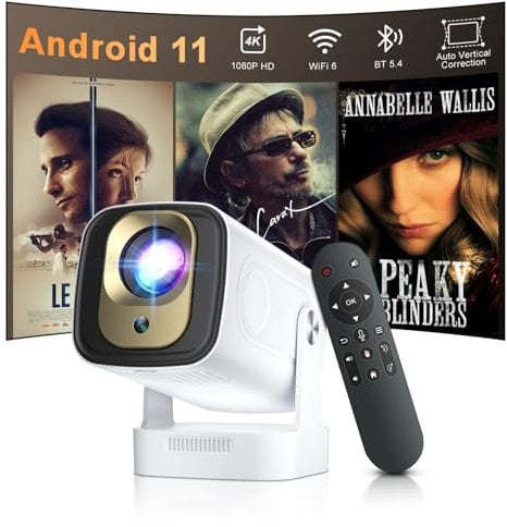 [Auto Focus/Short Throw] Salange Mini Projector with Wifi Bluetooth,12000 Lumens Full HD 1080P Smart Portable Projectors Android 11,Auto Keystone,180° Rotation,TV Projector for Bedroom/Home Cinema