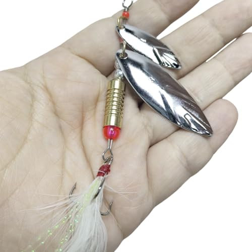 Fishing Spinner Lure Salmon Sea Trout Pike Mackarel Pollack Double Blade 9g Jig Bullet Dual Blade Silver Gold Double Spoon Fetaher Tail Bucktail Bullet Bright Saltwater Freshwater Pollock