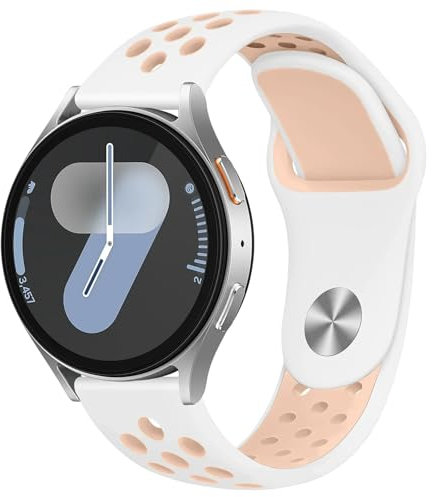 VMBVBHMDF Cinturino in silicone da 20 mm e 22 mm adatto for Samsung Galaxy Watch 7 6 5 4 44 40 mm 6Classic 43 47 mm GearS3 Bracciale adatto for Huawei 3 4Pro GT3/2e Band(White-pink,20mm)