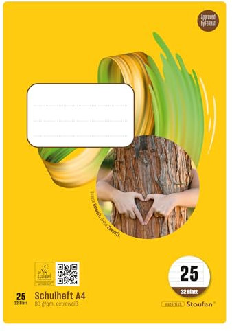 Staufen Style Schulheft - 5 Hefte je 32 Blatt, DIN A4, Lineatur 25 (9 mm liniert mit Rand), 80 g/m² Papier