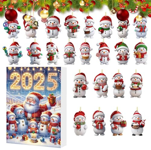 Xasbseulk Weihnachts-Countdown-Kalender 2025-2D Acryl Kalender | Kreative Feiertagsdekoration Anhänger für Kinder, Teenager, Erwachsene, , Mädchen, festliches Fenstertisch-Ornament