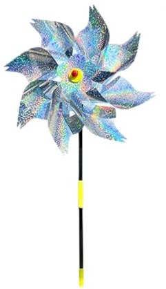 TOPINCN Vogelabwehr-Windrad, Reflektierende Gartendekoration mit Langlebigen Stangen, Schützt Gärten und Bauernhöfe, 8 Stück Garten-Vogelabwehr-Windmühle, 52 cm Hoch (Silberne große achteckige