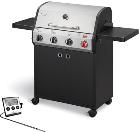 Enders® Gasgrill Chicago Next 4 R Turbo Standgrill, 4 Edelstahlbrenner, 13 kW, 800°C TURBO ZONE™, SWITCH GRID™ Gussrost, Garhaube mit Thermometer, fahrbar, inkl. Fleischthermometer