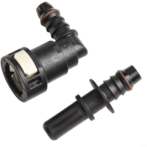 Soleilux Automotive 90 Grad, 11,8 mm, SAE, 3/8 Zoll, 10 mm, Nylon für Kraftstoffleitung, Schnellanschluss, Schlauchkupplungen mit PA12+30GF Körper und FKM-O-for Ring für Kraftstoff oder Gas, 2 Paar