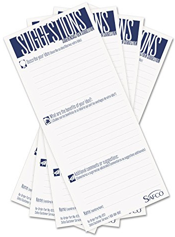 Safco Products 4231 Refill Suggestion Box Cards for Suggestion Boxes (sold separately), White, Single Pack of 25 sheets