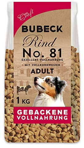 Bubeck | Hunde Trockenfutter Verschiedene Sorten | mit Lamm, Wild, Rind, Truthahn und Ente gebackenes Hundefutter | hohe Akzeptanz bei Allen Rassen (Rindfleisch, 1 Kg)