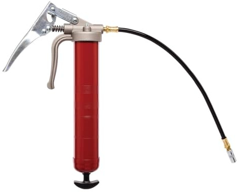 Alemite 555-E Pistol Grip Grease Gun, Develops up to 7,500 psi, Delivery 1 oz./30 Strokes, 16 oz. Bulk or 14 oz. Cartridge, with Flexible Extension, Dual Leverage, Volume or Pressure Mode