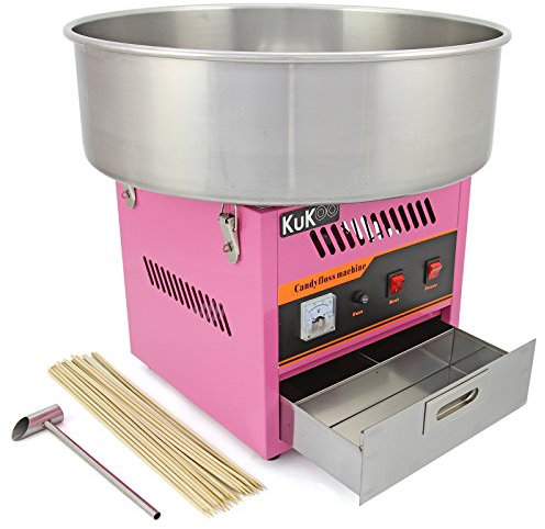 KuKoo – Machine à Barbe à Papa Professionnelle à Bol en Acier Inoxydable de 50cm pour Fêtes et Autre Evènements