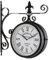 blumfeldt Paddington Uhr Retro-Wanduhr Bahnhofsuhr (doppelseitig, schmiedeeisernes Design, 41x45x11cm, römische Zahlen, Batterie-Betrieb, inklusive Wand-Montage-Set) schwarz