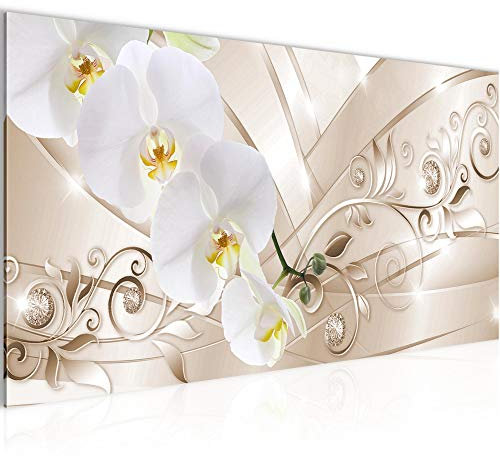 Runa Art Quadri Moderni Orchidea Fiori Tela Non Tessuta Soggiorno Corridoio Astratto Beige 209112b