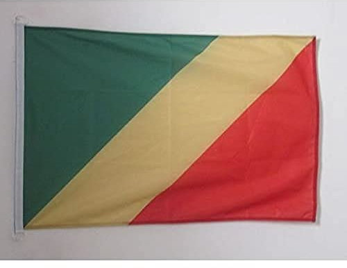 AZ FLAG - Drapeau République du Congo Spécial Extérieur - 90x60 cm - Pavillon Nautique Congolais En Maille Bloquée Avec Anneaux Plastiques Intégrés - 80g