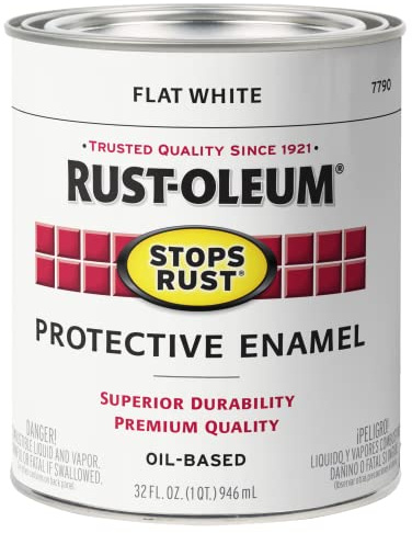 Rust-Oleum 7790502 Stops Rust Brush On Paint, Quart, Flat White, (Pack of 1)