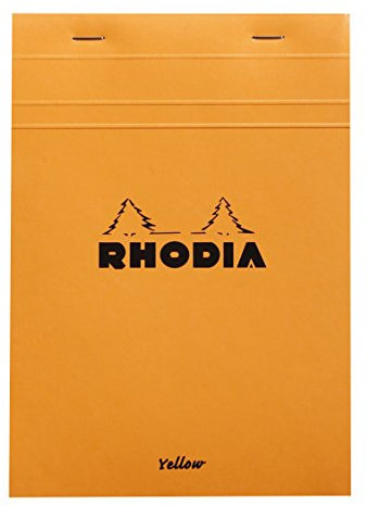 Rhodia 16260C Notizblock (yellow legal pad, DIN A5, 14,8 x 21 cm, geheftet, 80 Blatt, kariert, 80g) 1 Stück, orange