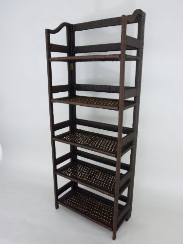 Dapo Wohnzimmer-Regal Esszimmer-Küche-Flur-Gang-Arbeitszimmer-Werkstatt-Werkzeug-Büro-Kinderzimmer-Balkon-Terassen-Keller-Regal aus Pappe in Rattan-Optik; 49,5cm x 29cm x 133cm