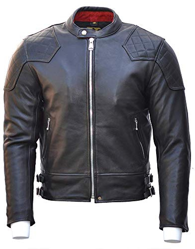 Goldtop '76 Cafe Racer CE AAA Approved Leather Motorcycle Jacket - Black | CE Armoured Knox Microlock | Premium Quality Classic Style Cafe Racer Protective Motorbike Gear