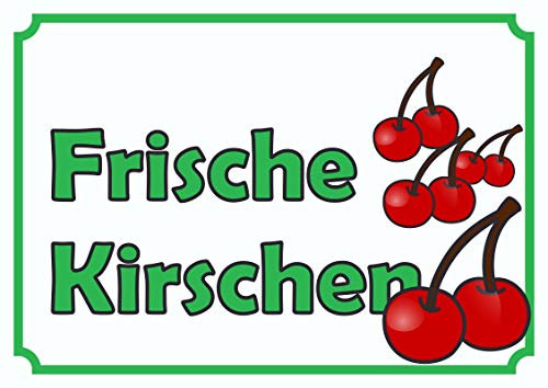 HB-Druck Verkaufsschild Schild Frische Kirschen A4 (210x297mm)