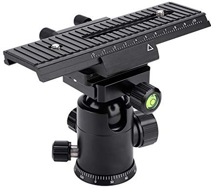 Bewinner Camera Rail Slider, 11cm Alloy Rail Slider for Dslr Cameras, Universal 1/4in Mounting Screw, 2 Way Macro Focusing Rail Slider, Black