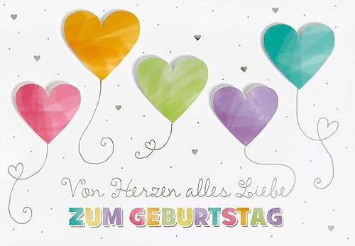 Geburtstagskarte Lifestyle - Herzen, quer - 11,6 x 16,6 cm