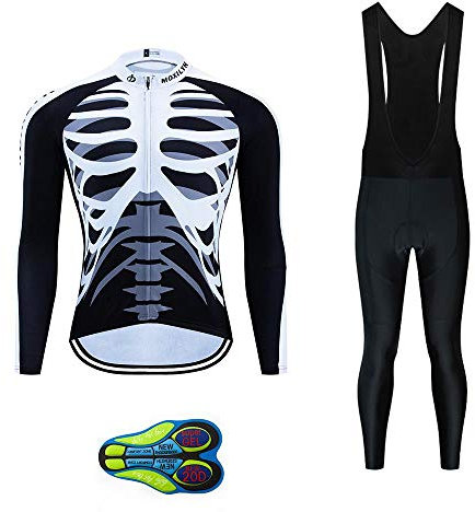 Moxilyn Radtrikot Herren LangarmAnzüge Radtrikot Set Radfahren Kleidung Winddicht Langärmliges Fahrradtrikot Hose mit 9D Gel Sitzpolster Sport & Freizeit MTB Radtrikot für Herbst