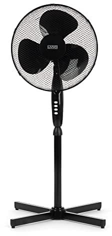 LIVIVO Electric 16” Pedestal Fan – Powerful Free Standing Oscillating and Tilting 50W Height Adjustable Rotating Stand Tower Fan Mesh Safety Grill (Black)