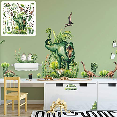 XXL Dinosaurier T-Rex Dino Wandtattoo Set verschiedene Motive| Kinderzimmer Aufkleber bunt Wanddeko The World of Dinosaurs