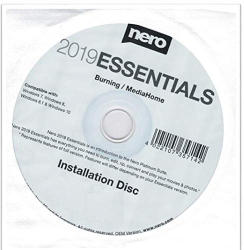 Nero 2019 Burn Essential und Media Home Standard CD ROM WIN 10 8 7