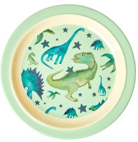 Melamin Kinderteller - Grün - Dinosaurs Print