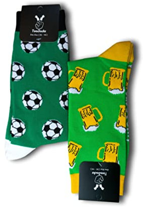 Socken - Fußball Football Basketball Tennis Mann Frau - Größe 36-46 - Strümpfe Socks Socke Strumpf lustig witzig (Stadion-Set (Fussball + Bier grün))