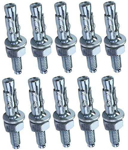 AERZETIX - C53998-10x Boulon Vis d’ancrage filetage long, Goujon à expansion - M6x40mm - en acier zingué - pour béton, pierre