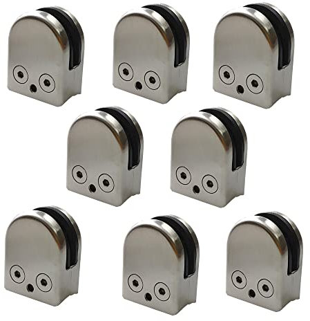 304 Stainless Steel Glass Clamp - Fish Mouth Design Glass Bracket with No Drill Installation, Invisible Glasses Panel Holder for Staircase Handrail Balustrade Accessories (Size M: Fit 8-10mm)