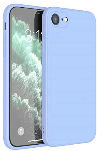 Mixroom - Coque étui pour iPhone 7 / iPhone 8 / SE 2020 / SE 2022 protection couvre appareil photo en silicone TPU mat avec bords plats couleur bleu clair