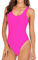 Leoparts Damen Retro 80er/90er Jahre High Cut Low Back One Piece Badeanzüge Badeanzüge, Knallpink (Hot Pink), Large