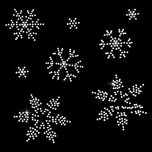 FINGERINSPIRE 3 teiliges Schneeflocken Muster zum Aufbügeln von Kristall Strass Aufklebern Strass Transfer Aufnäher Hotmelt Funkelnde Aufkleber für Kleidung Dekoration Festliche Verschönerung