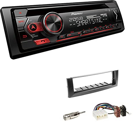 Pioneer DEH-S320BT 1-DIN Autoradio Bluetooth CD-Tuner USB Spotify inkl. Einbauset passend für Mitsubishi Colt und Colt CZC Cabriolet 2004-2009 dunkelgrau