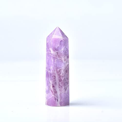 Youther 1pc Natürlicher Kristallquarz Flieder Stein Energiesäule Obelisk Zauberstab Bergmineral Kristall Zauberstab WohnkulturCollect Souveni,PeaChblossom Stone,71,80mm