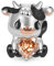 GNOCECharm Perle Kleine Kuh umarmt Herz Edelstein Charm 925 Sterling Silber Tiere Beads Charms für Schlangenketten Armbänder/Halsketten Schmuck Geschenk für Halloween