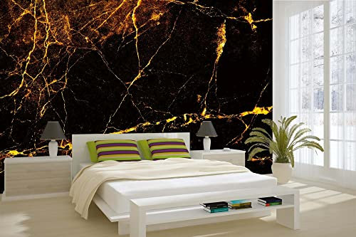 Vlies Fototapete SCHWARZER UND GOLDENER MARMOR 375 x 250 cm (inkl. Kleister) - Vlies Tapete, Wandtapete, Wandbilder - Tapete für Wohnzimmer Schlafzimmer, Büro, Küche - Montagefertig