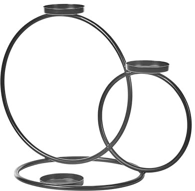 Kerzenständer Metall schwarz schlicht 3-flammig Kreisform Ringform Modern Cakung