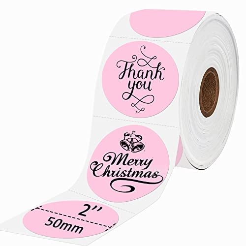 Joatuxul 2 Inch White Round Thermal Sticker Labels, Self-Adhesive Circle Direct Thermal Labels, DIY Design, QR Code, Name Plate, Brand Label, Gift Label (Dreamy 750 Labels/1 Roll)