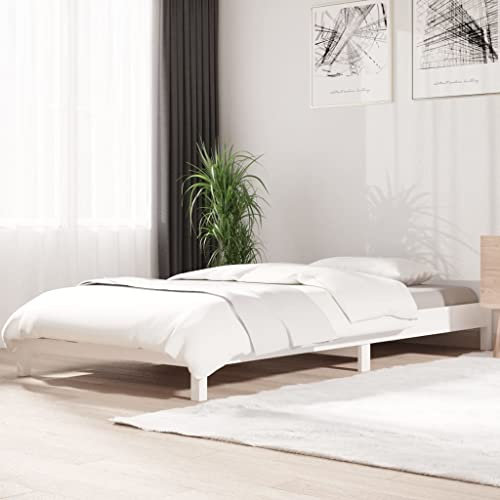 INLIFE Stapelbett Weiß 90x190 cm Massivholz Kiefer,Weiß,15.55KG