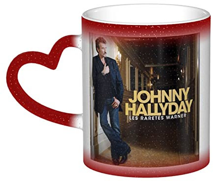 Oudrspo Johnny Leo Smet Hallyday Tasses à café pour homme femme, tasse à thé en céramique à changement de couleur, cadeau de vacances, tasse à changement de couleur dans le ciel